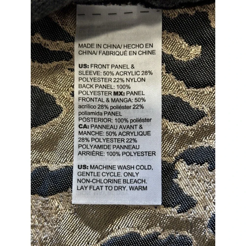 CHICO'S size 1 US M Gray Longline Jacket Cardigan Lightweight Animal Print Back